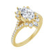 Yellow gold floral halo oval diamond engagement ring