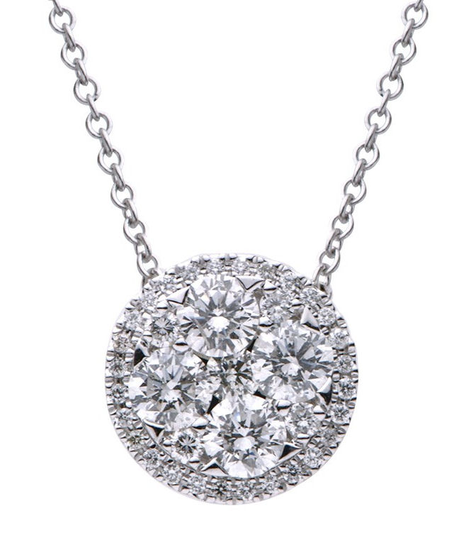 0.70 Carat Diamond Ball Pendant Necklace In 14K Yellow Gold