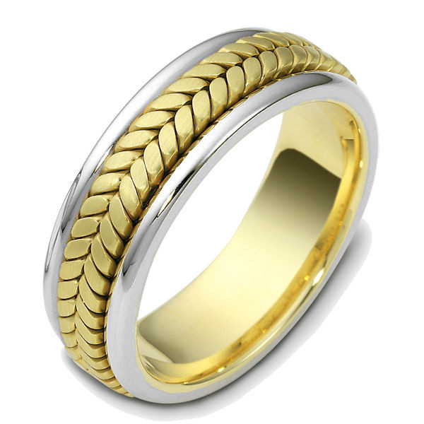 6mm 10K 14K 18K Two Tone Gold Rope Braided Mens Wedding Bands