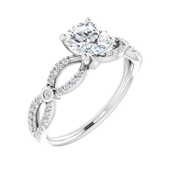 Infinity Diamond Engagement Ring with Hidden Diamond Princess Jewelry