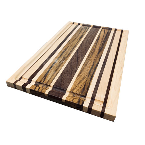 Handmade Cutting & Charcuterie Board - Maple, Zebra, Walnut