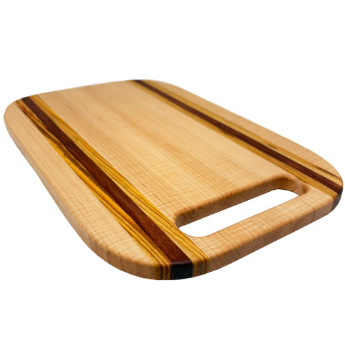 Handmade Cutting & Charcuterie Board - Maple, Canary, Bardiglio - Handle