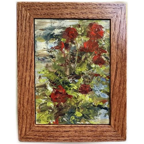 Miniature Acrylic Painting - Red Carnation