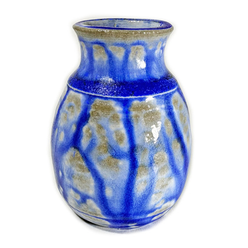 Miniature Porcelain Vase - Blue Glass