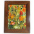 Miniature Acrylic Painting Red Floral with Exotic Bolivian Rosewood Hardwood Frame