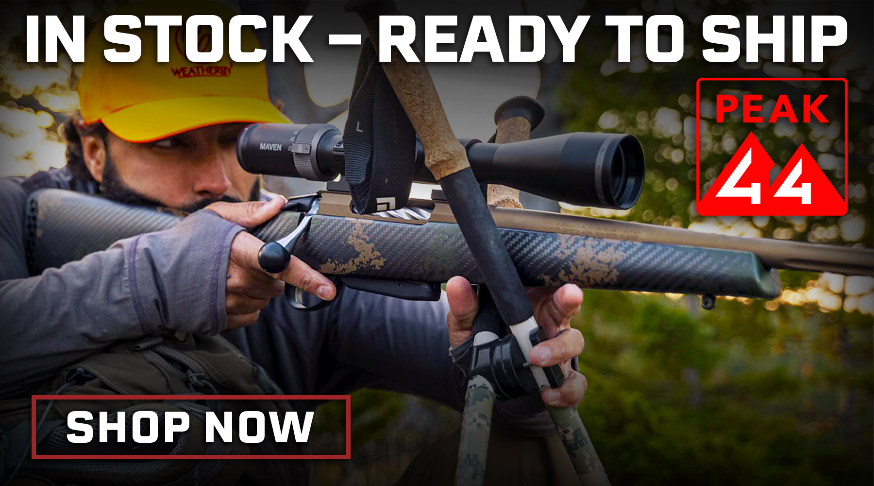 Peak 44 carbon fiber rifle stocks ready to ship at Red Hawk Rifles!
