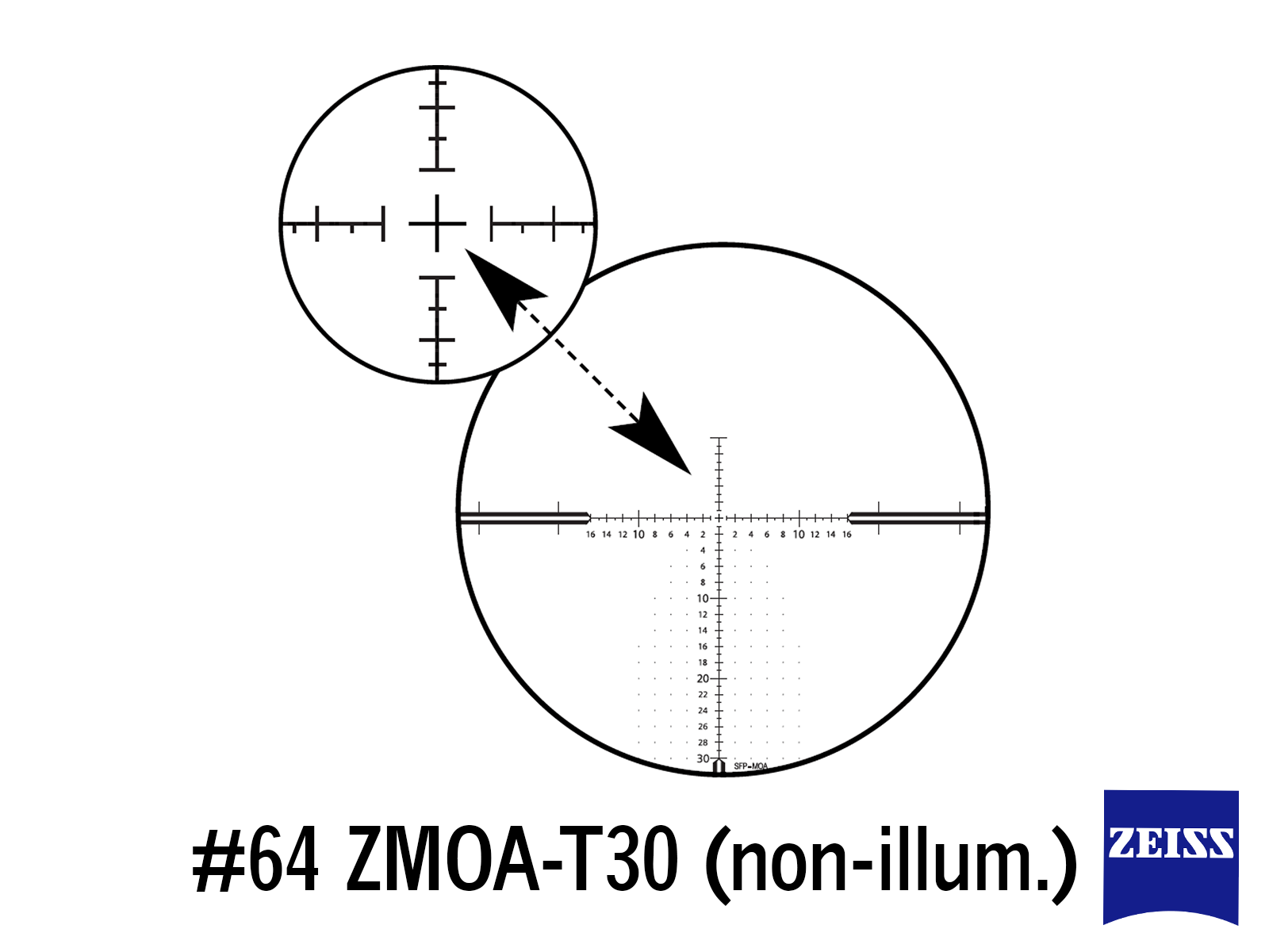 Zeiss #64 ZMOAi-T30 Illuminated Reticle for Zeiss Conquest V4 4-16x44 Riflescopes