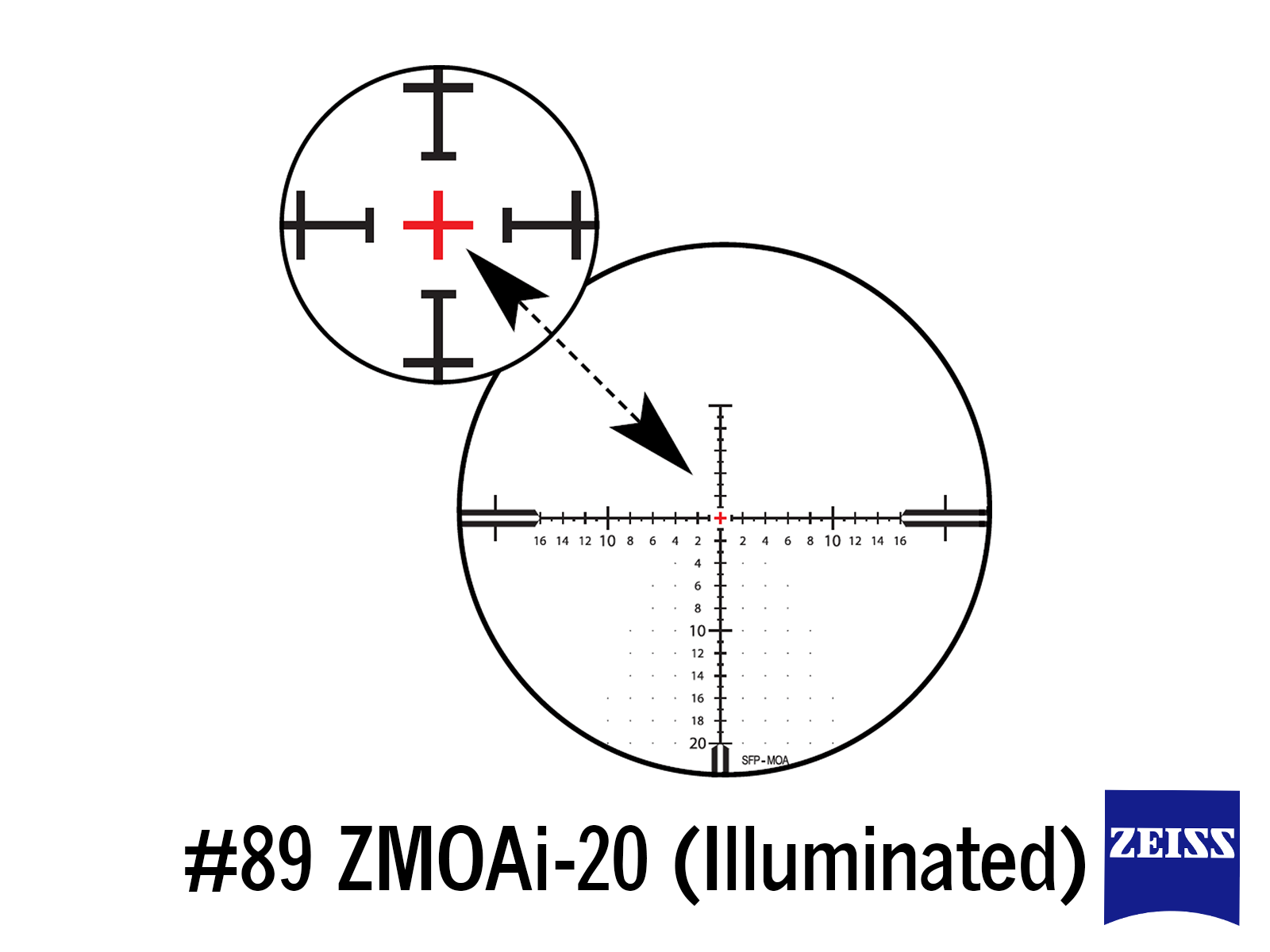 Zeiss Optics #89 ZMOAi-20 Illuminated Reticle for Zeiss Conquest V4 6-24x50 Riflescopes