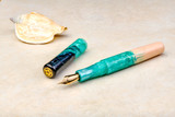 Kanilea Kahakai fountain pen, Classic Flush profile, 14k gold-plated sterling silver medallion, 18k gold nib