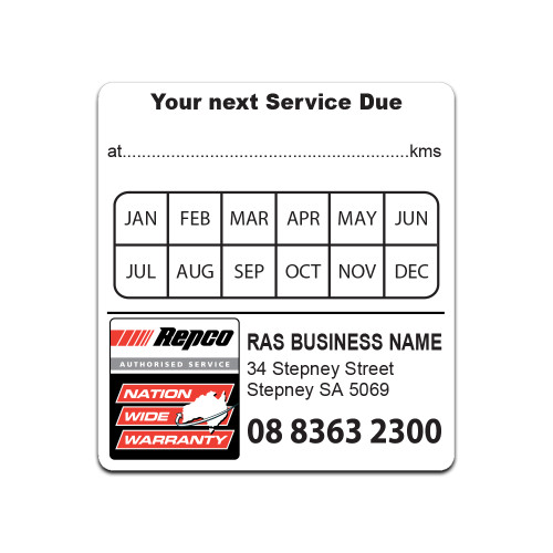 Warranty Label -Table/Address