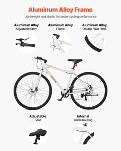 Hybrid Bike, Lightweight Aluminum Frame Bike, 700c Wheel Men Women Hybrid Bicycle, Step-Over Adult  E415-HHXZXCSTEPOVQNZMY001V0