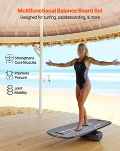 Balance Board, 2-in-1 Wobble Board Trainer for Adults, Premium Wooden Balance Training Equipment, w E415-PDXBSMDCB35IYQXKB001V0