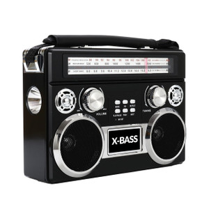 SuperSonic Retro Rechargeable 3 Band Radio With Bluetooth and Flashlight in Black D970-SC-1097BT-BLK