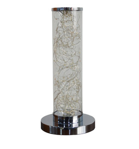 13" Silver Metal Column LED Rope Table Lamp With Clear N270-468733
