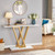 Modern Industrial Console Table with Faux White Marble Top and Gold Frame Q280-FMWGCT8958147