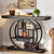 Modern 41-inch Circular Base Foyer Entryway Table with Black Wood Finish Shelves Q280-BLKCENTW13958194