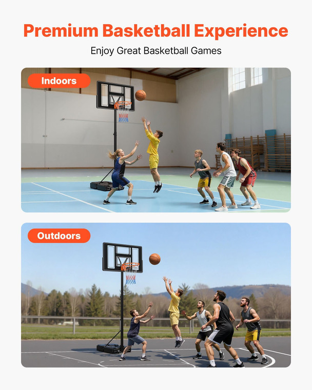 Portable Basketball Stand, 4.4 ft to 10 ft Height Adjustment Basketball Hoop & Goal, Adjustable Bas E415-KSLQJ44CZGMD3QYGZ001V0