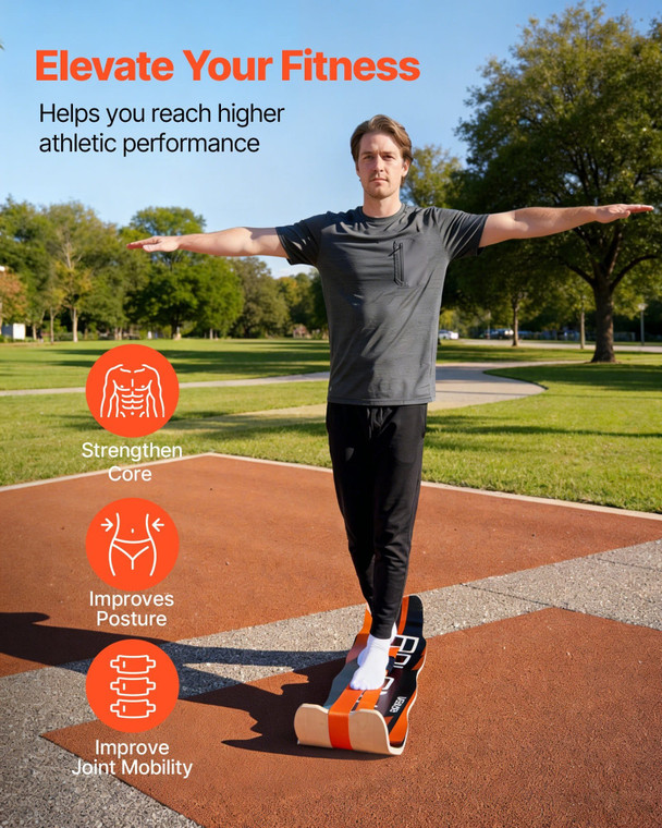 Balance Board, Wobble Board Trainer for Adults, Premium Wooden Curved Balance Training Equipment, C E415-HXBSMDCB42INKQL6P001V0