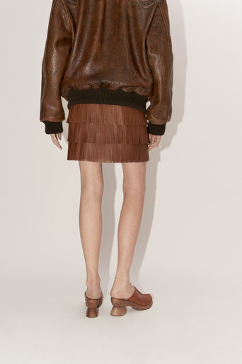 PRADA LEATHER FRINGE SKIRT