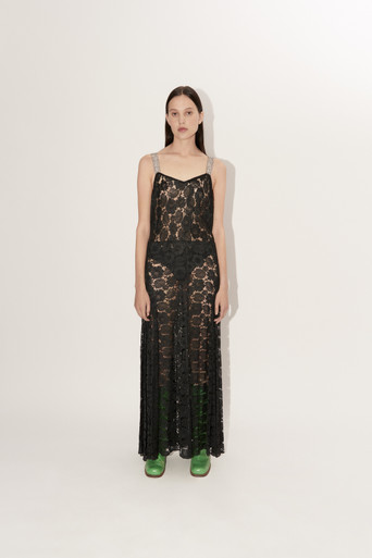 DIAMANTE STRAP LACE DRESS