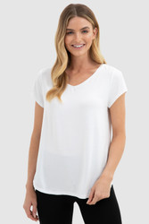 Bamboo Body V Neck Tee White