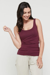 Bamboo Body Bamboo Scoop Singlet - Burgundy