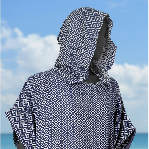 Surfer Hooded Poncho - Turkish Towel - Diamond Pattern