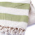 Linen Turkish Towel -  Natural Colour with Olive Green Stripes