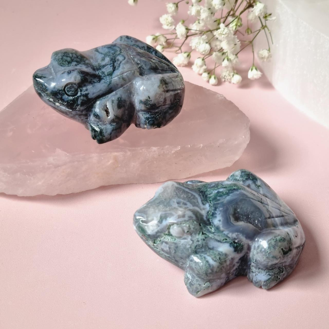 2.0 Moss Agate Frog Crystal Carving Bulk Wholesale