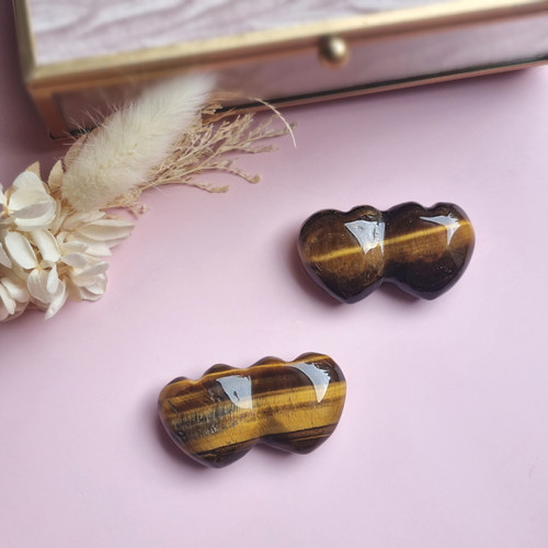 Tigers Eye double heart