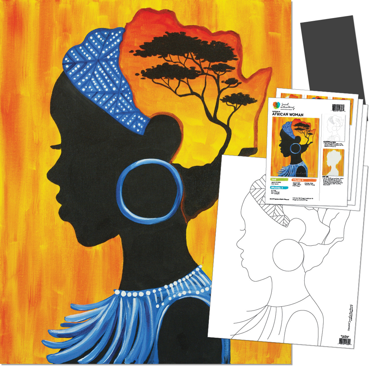 African Woman - Printed Paint Kit - Paint Parties by DecoArt