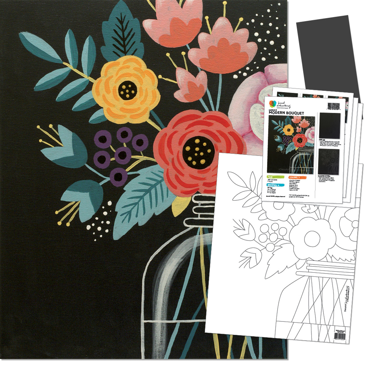 Modern Bouquet - Printed Paint Kit - Paint Parties by DecoArt