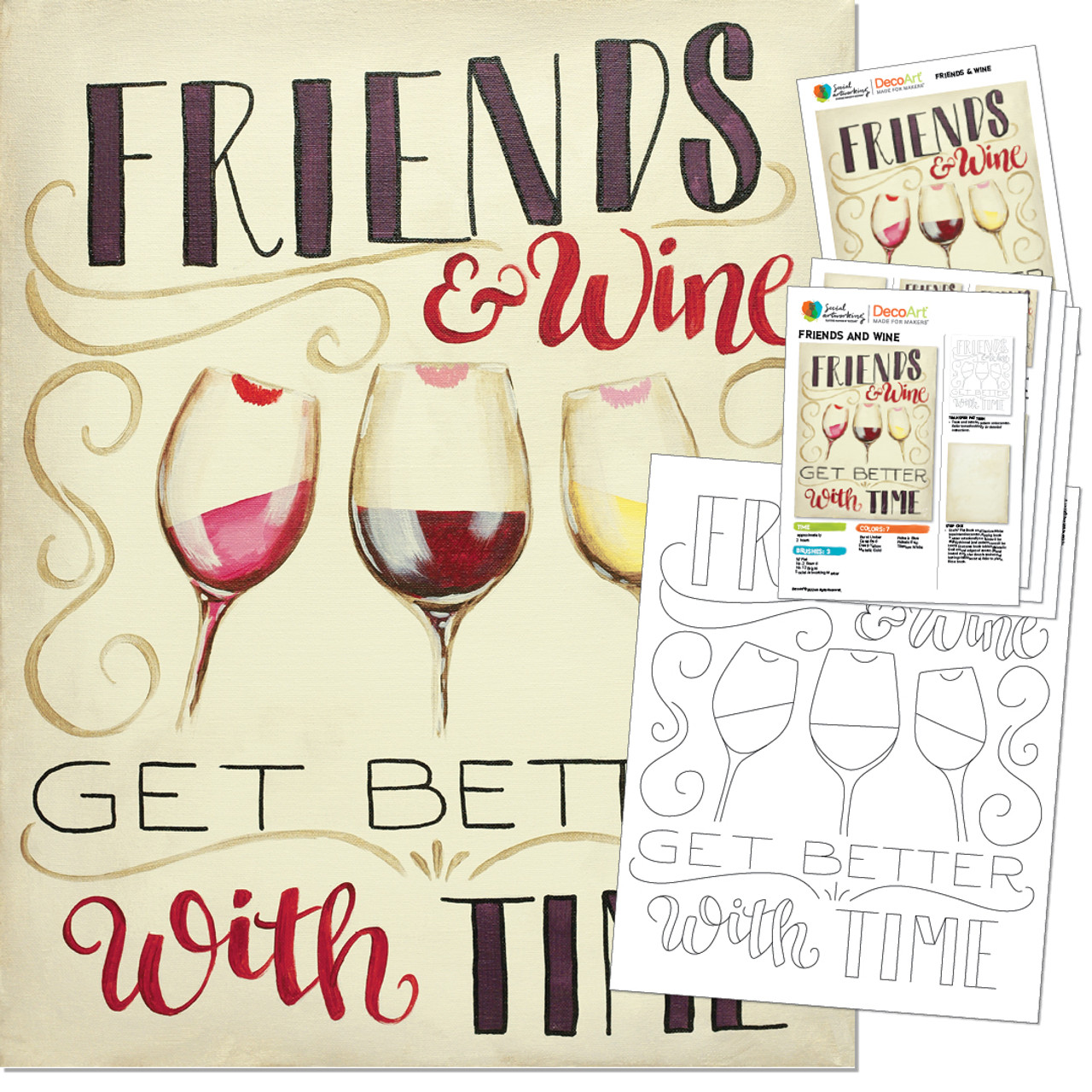 Friends and Wine - Printed Paint Kit - Paint Parties by DecoArt
