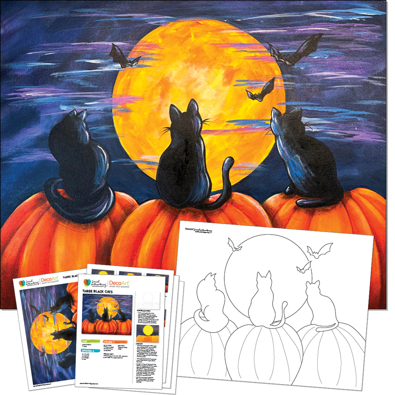 Paint Party Supply Pack - 3 Black Cats