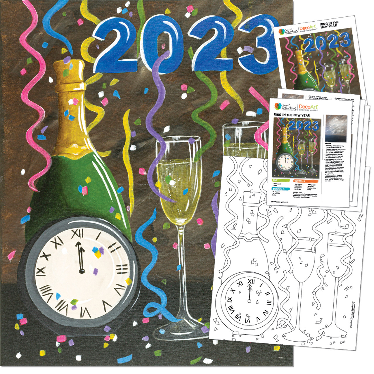 Ring in the New Year - Printed Paint Kit - Paint Parties by DecoArt