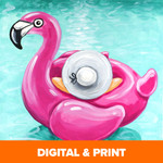 Flamingo Pool Party - Full Color Design Reference Image