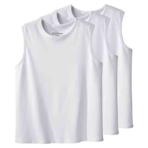 Silverts® Women's Adaptive Open Back Sleeveless Camisole, White, Large - 3 Pack