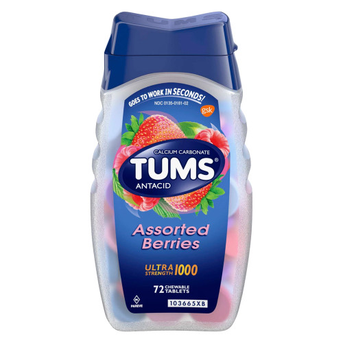 Tums Ultra Strength 1000 Antacid Chewable Tablets, Assorted Berries