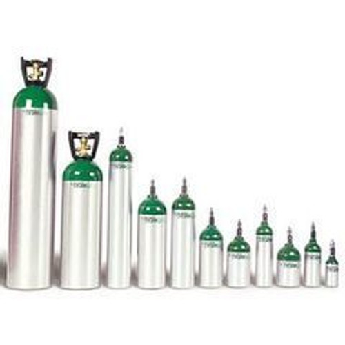 Oxygen Cylinder with CGA-870 Toggle Valve, Aluminum, 416 Liters, Size D (Empty)