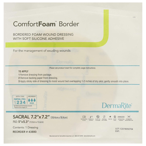 ComfortFoam™ Border Silicone Adhesive with Border Silicone Foam Dressing, 7-1/5 x 7-1/5 Inch Sacral