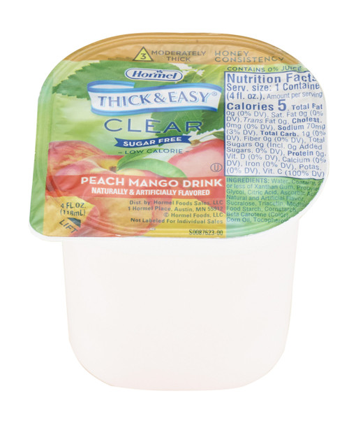 Thick & Easy® Clear Honey Consistency Sugar-Free Peach Mango Thickened Beverage, 4-ounce Cup