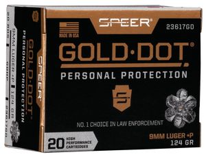 Speer Ammo Gold Dot, Speer 23617gd Gold Dot   9mm+p 124 Hp       20/10