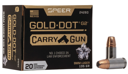 Speer Ammo Hollow Point (hp), Speer 59gdc1  Gold Dot   9mm  135 Hp Crbne   50/20