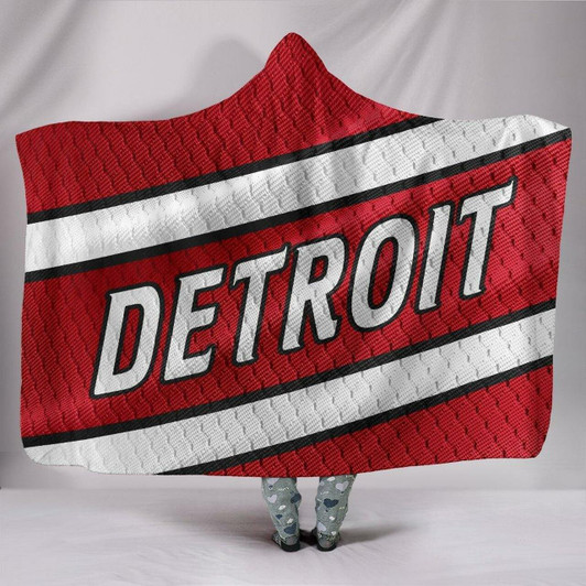 Detroit Red Wings Unofficial Hockey Jersey Hooded Blanket Adult Youth, Large Size 60X80 Inches, Hooded Blanket1118