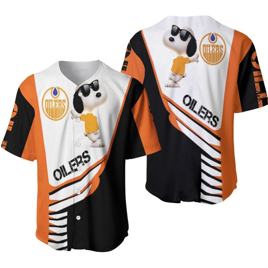 Edmonton Oilers Snoopy For Fans 3D Baseball Jersey