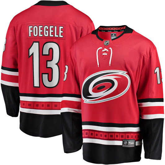 Men'S Fanatics Branded Warren Foegele Red Carolina Hurricanes Home Breakaway Player Jersey