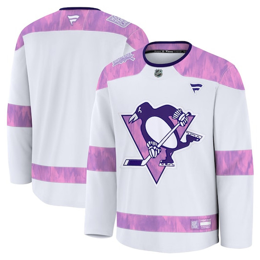 Men's Pittsburgh Penguins  Fanatics White 2024 Hockey Fights Cancer Practice Jersey