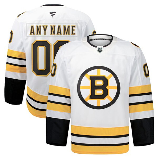 Men's Boston Bruins Fanatics White Away  Pro Custom Jersey
