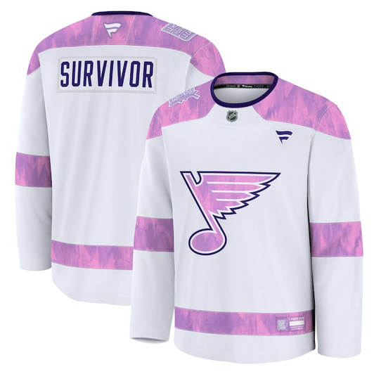 Men's St. Louis Blues Fanatics White Hockey Fights Cancer Survivor Practice Jersey