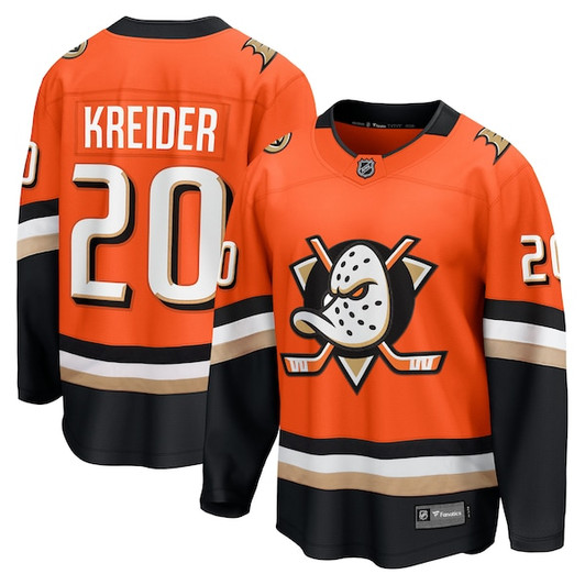 Men's Anaheim Ducks Chris Kreider Fanatics Orange Home Breakaway Jersey